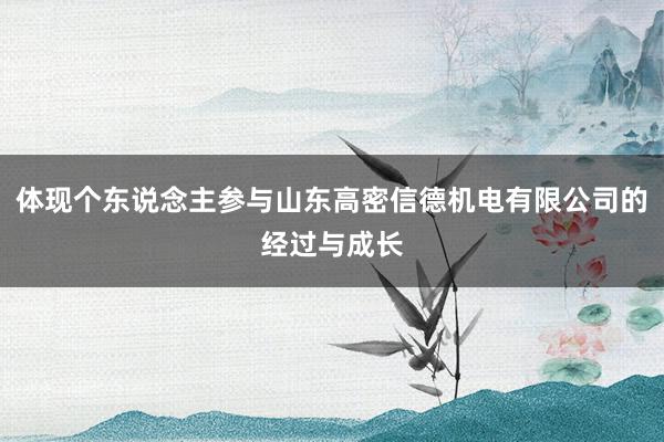 体现个东说念主参与山东高密信德机电有限公司的经过与成长
